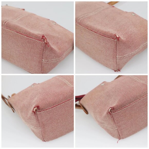 BURBERRY Nova Check Blue Label Shoulder Bag Canvas Red Silver Auth ti3084 - Picture 14 of 16